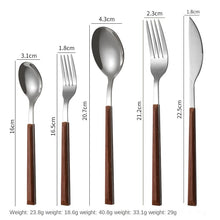 Lade das Bild in den Galerie-Viewer, 304 Stainless Steel Flatware Sets 5PCs Marble Wooden Handle Square Handle Western Food/Steak Knife Fork Spoon
