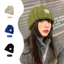 Lade das Bild in den Galerie-Viewer, Warm Winter Knit Beanie Hats Pure Color Japanese Wool Women Korean Style Ear Protection Unisex
