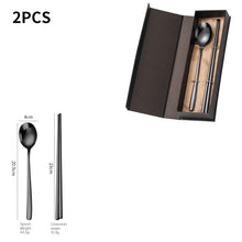 Lade das Bild in den Galerie-Viewer, 304 Stainless Steel Flatware Sets Portable Knife Fork Spoon Chopsticks Gift Box Golden 2Pcs/4PCs
