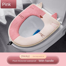 Load image into Gallery viewer, 3pcs Home Toilet Seat Cover Magic Sticky Hook Thickened Waterproof Four Seasons  Plush Toilet Seat Cover
