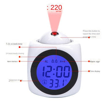 Load image into Gallery viewer, Smart Multi-Function Alarm Clock LED Display English Voice Time Projection Clock
