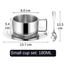 Lade das Bild in den Galerie-Viewer, 304 Stainless Steel Coffee Cup Set Coffee Cup, Dish and Spoon Double Layer
