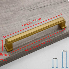 Load image into Gallery viewer, 2pcs Simple Style Matte Gold Cabinet Handles Solid Aluminum Alloy Kitchen Cupboard Pulls Drawer Knobs
