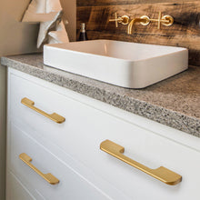 Load image into Gallery viewer, 2pcs Simple Style Matte Gold Cabinet Handles Solid Aluminum Alloy Kitchen Cupboard Pulls Drawer Knobs
