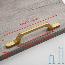 Load image into Gallery viewer, 2pcs Simple Style Matte Gold Cabinet Handles Solid Aluminum Alloy Kitchen Cupboard Pulls Drawer Knobs
