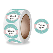 Load image into Gallery viewer, 2x500pcs Xmas Christmas  Stickers Roll Label European Blue Pink Thank You Kraft Envelope Gift
