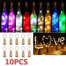 Lade das Bild in den Galerie-Viewer, 1/5/10pcs Wine Bottle Lights Cork Shape 10 Led Battery Operated Fairy Copper Wire Lights

