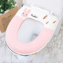 Load image into Gallery viewer, 3pcs Embroidery Cartoon Zipper Toilet Mat Winter Thickened
