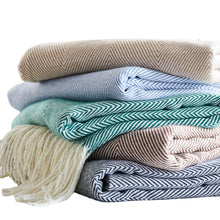 Load image into Gallery viewer, Wave Pattern Herringbone Tassel Nap Blanket Cover Blanket Blanket Line Blanket Acrylic
