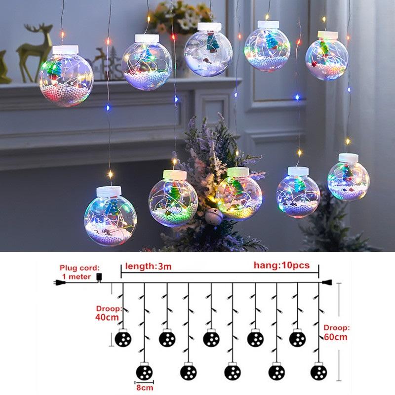 3m Led Christmas Wish Ball Curtain Light String for Christmas Home Xmas New Year Decoration