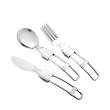 Lade das Bild in den Galerie-Viewer, 304 Stainless Steel Flatware Sets 5pcs/set Spoon Fork Chopsticks Half Folding Outdoor Picnic Travel Portable Foldable
