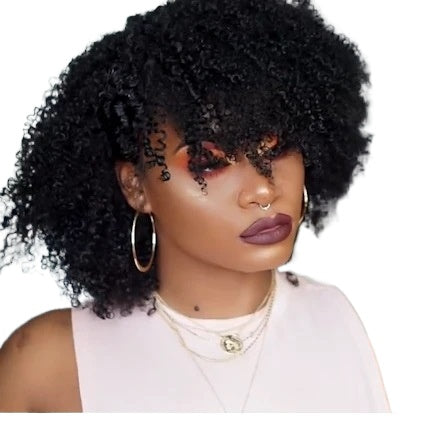 Women Wig African Small Curly Hair Head Cover  Fiber Hair Wrapped W506