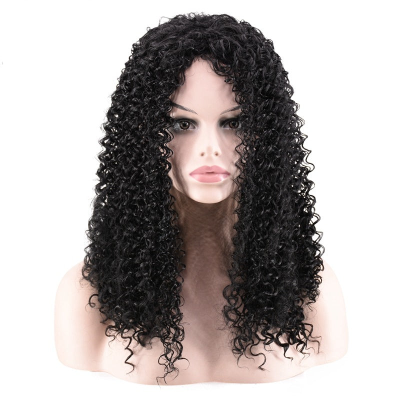 Women Wig Black Break-up Tube Small Curly Hair Head Cover W208