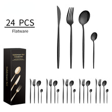 Lade das Bild in den Galerie-Viewer, 304 Stainless Steel Flatware Sets Family Party Western Food 6-Person Serving 24pcs Steak Knife and Fork Spoon
