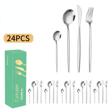 Lade das Bild in den Galerie-Viewer, 304 Stainless Steel Flatware Sets 6 People Western Food/Steak Knife, Fork and Spoon Gift Set
