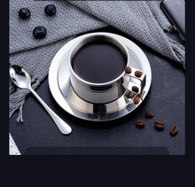 Lade das Bild in den Galerie-Viewer, 304 Stainless Steel Coffee Cup Set Coffee Cup, Dish and Spoon Double Layer
