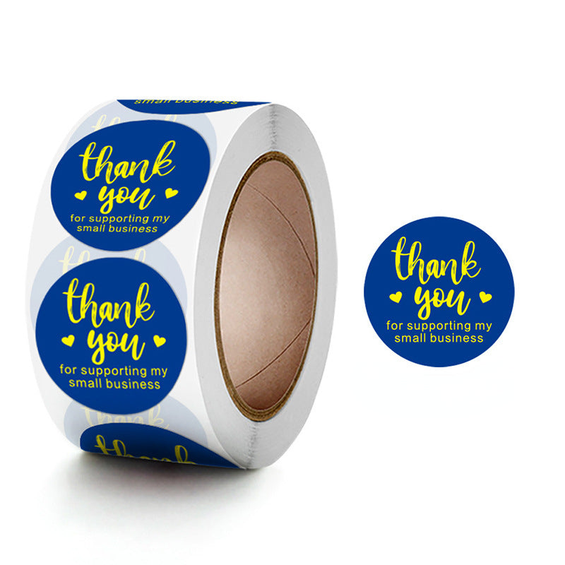 2x500pcs Xmas Christmas  Stickers Roll Label Peanut Candy Gift Deep Sky Blue Bronzing Thank You