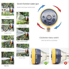 Load image into Gallery viewer, 3 Times Telescopic Pipe Household Car Wash Garden 7 Function Zinc Alloy Shower Water Gun Pack
