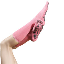 Lade das Bild in den Galerie-Viewer, 2 Pair Ladies and Man Silicone Non-Slip Yoga Pilates Socks, Cotton Multicolor Long Tube Toe Socks
