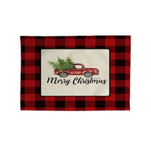 Load image into Gallery viewer, 2pcs Christmas Tablecloths Red Plaid Soft Mat Washable Fabric Table Mats Napkins Simple Design
