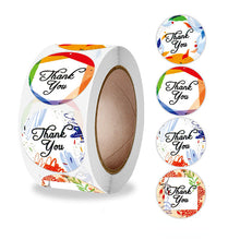 Load image into Gallery viewer, 2x500pcs Xmas Christmas  Stickers Roll Label 4 Patterns Colorful Font Thank You Envelope Self-Adhesive   Paper Adhesive Tape
