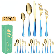Lade das Bild in den Galerie-Viewer, 304 Stainless Steel Flatware Sets 20pcs Western Food/Steak Knife, Fork and Spoon Tableware Set
