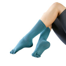 Load image into Gallery viewer, 2 Pair Middle Tube Split Toe Wear-Resistant Ladies Silicone Non-Slip Yoga Pilates Socks, Cotton Multicolor
