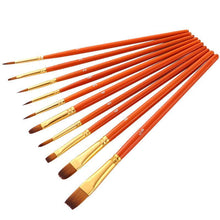 Load image into Gallery viewer, 10pcs  Nylon Hair Brush Watercolor   Mahogany Stick Paint Brush
