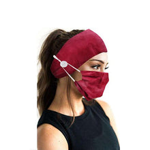 Lade das Bild in den Galerie-Viewer, 2Pcs/Set Women Fashion Button Nurse Headband Facemask Holder Sport Sweatband Headband Yoga Gym Stretch
