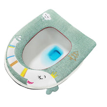 Load image into Gallery viewer, 3pcs Toilet Seat Cover Pads Linen   Summer Four Seasons Cartoon Elephant   Breathable Zipper
