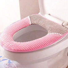 Load image into Gallery viewer, 3pcs Toilet Seat Cover Pads Corduroy   Autumn and Winter Warm Pu Waterproof Plush Thicker Velcro
