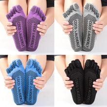Lade das Bild in den Galerie-Viewer, 1 Set Yoga Socks Gloves Women Non-slip Five Finger Toe Socks Pilates Massage Athletic Sport Socks Gloves Set
