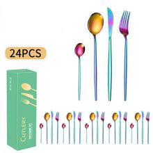 Lade das Bild in den Galerie-Viewer, 304 Stainless Steel Flatware Sets 6 People Western Food/Steak Knife, Fork and Spoon Gift Set
