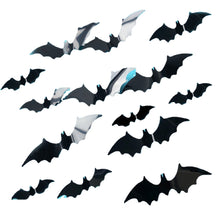 Load image into Gallery viewer, 12/56/68PCs Halloween Bat 3D Black Large Bat Spider Wall Sticker
