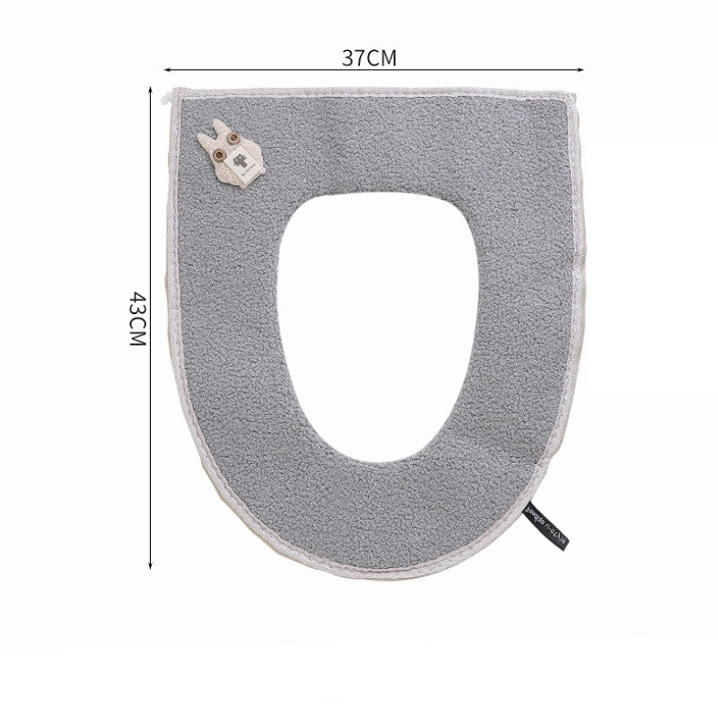 3pcs Winter Toilet Mat Cute Teddy Plush Zipper Toilet Toilet Seat Cover Toilet Warm Washer