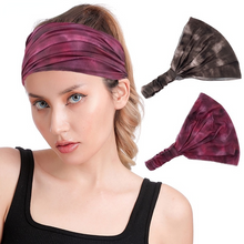 Load image into Gallery viewer, 3PCs Milk Silk Stretch Extra Wide Version Elastic Tie-Dye Headband Women Sports Yoga Headband
