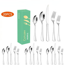 Lade das Bild in den Galerie-Viewer, 304 Stainless Steel Flatware Sets 20pcs Western Food/Steak Knife, Fork and Spoon Tableware Set
