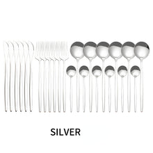 Lade das Bild in den Galerie-Viewer, 304 Stainless Steel Flatware Sets 24-Piece Set Table Knife Gold Mirror Polished Spoon Fork
