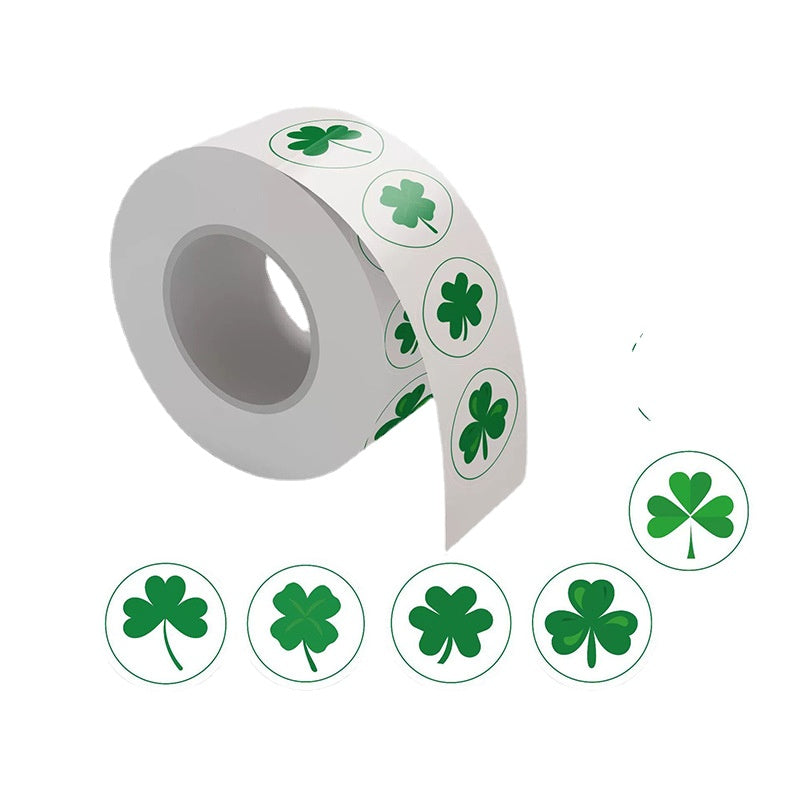 2x500pcs Christmas Xmas St. Patrick's Day Four-Leaf Clover Irish Envelope Stationery Gift Sticker tape