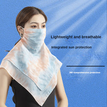 Load image into Gallery viewer, 2PCs Chiffon Shawl Ear-Hanging Sunscreen Veil Summer Face Mask for Outdoor Cycling
