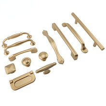 Lade das Bild in den Galerie-Viewer, 2pcs Matte Gold Cabinet Handles Solid Aluminum Alloy Kitchen Cupboard Pulls Drawer Knobs
