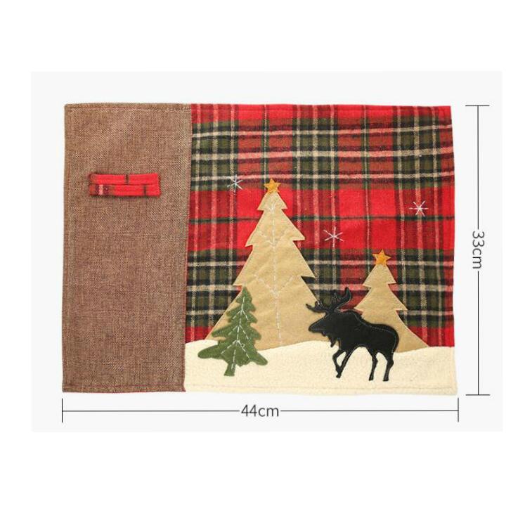 2pcs Christmas Tablecloths Table Place Mat Elk Tree Tables Cover Christmas Decorations