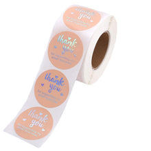 Load image into Gallery viewer, 2x500pcs Xmas Christmas  Stickers Roll Label Pink Hot Laser Gold Thank Yo Flowers Candy Baking Sealing Paste Paper Adhesive Tape
