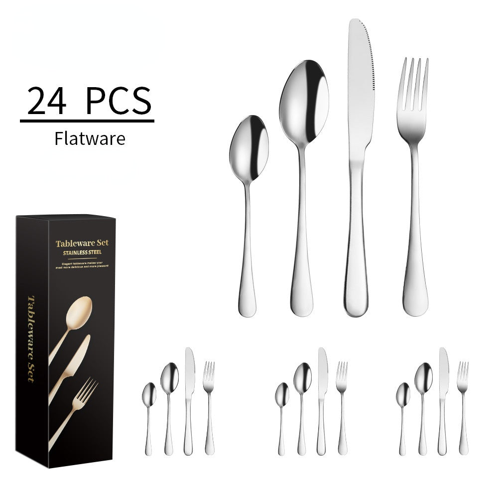 304 Stainless Steel Flatware Sets Western Tableware Four Components 24PCs Knife Spoon Fork Tea Spoon Golden