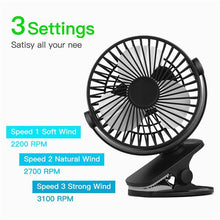 Load image into Gallery viewer, 360° Portable Camping Fan USB Battery Clip On Mini Desk Office Fan
