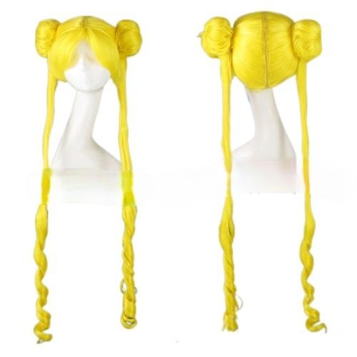 Women Wig American Warrior Sailor Moon Yellow Long Curly Hair W211